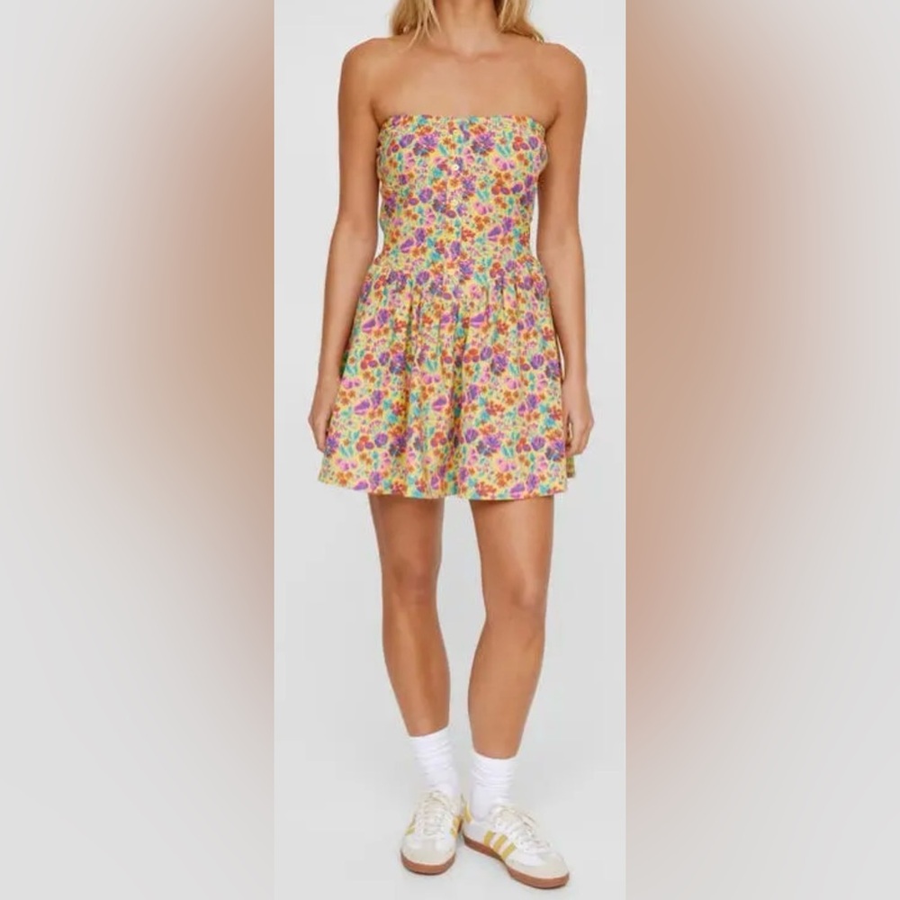 NWT Nasty Gal Ditzy Floral Strapless Skater Spring Summer Dress Sz 8 MSRP $56